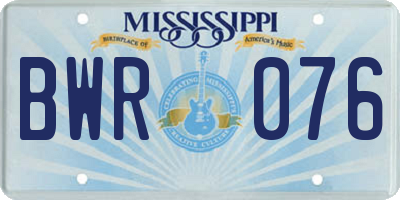 MS license plate BWR076