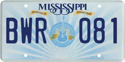 MS license plate BWR081