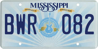 MS license plate BWR082