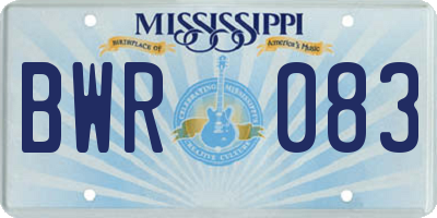 MS license plate BWR083
