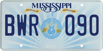 MS license plate BWR090