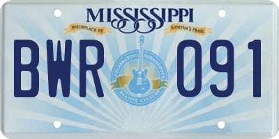 MS license plate BWR091