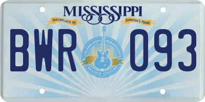MS license plate BWR093