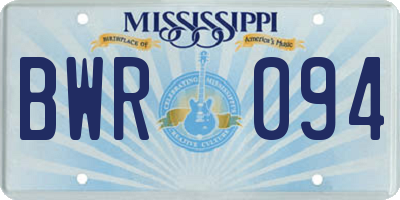 MS license plate BWR094