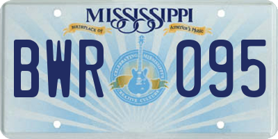 MS license plate BWR095