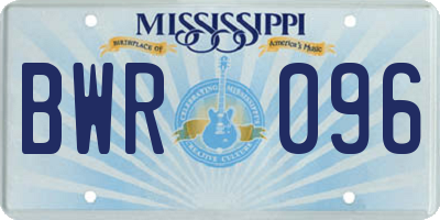 MS license plate BWR096