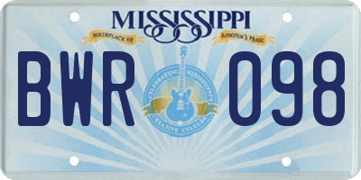 MS license plate BWR098