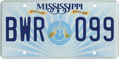 MS license plate BWR099
