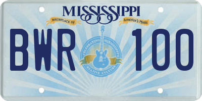 MS license plate BWR100