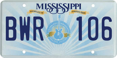 MS license plate BWR106