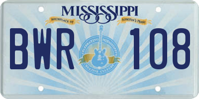 MS license plate BWR108