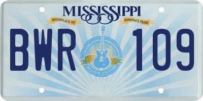 MS license plate BWR109