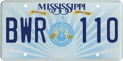 MS license plate BWR110