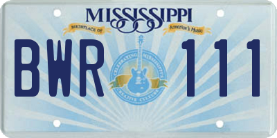MS license plate BWR111
