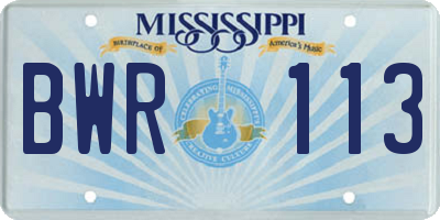MS license plate BWR113