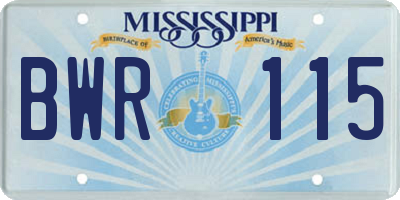 MS license plate BWR115