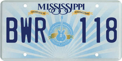 MS license plate BWR118