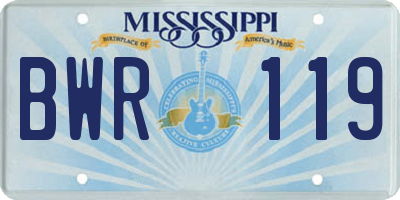 MS license plate BWR119