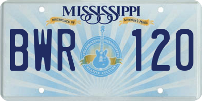 MS license plate BWR120