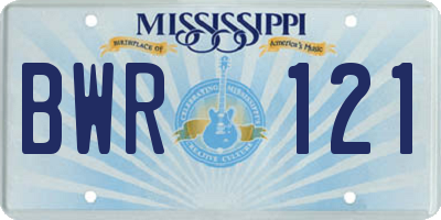 MS license plate BWR121