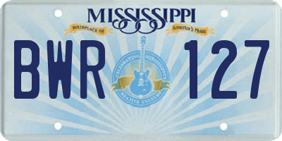 MS license plate BWR127