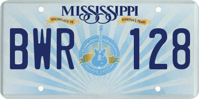 MS license plate BWR128