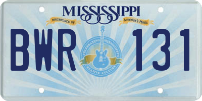 MS license plate BWR131