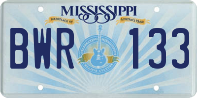 MS license plate BWR133