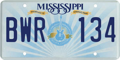 MS license plate BWR134