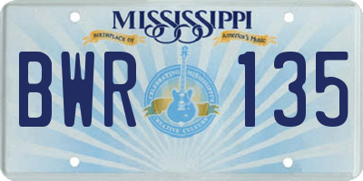 MS license plate BWR135