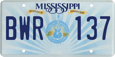 MS license plate BWR137