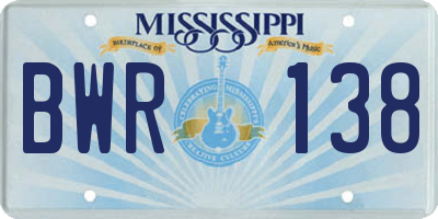 MS license plate BWR138
