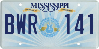 MS license plate BWR141