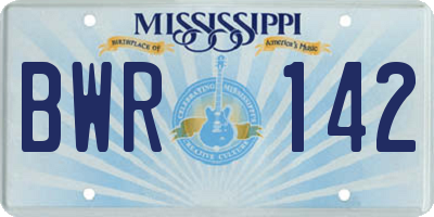 MS license plate BWR142