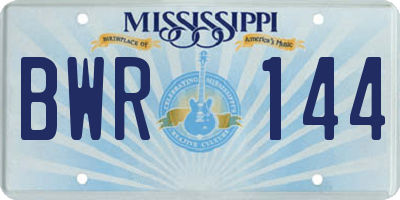 MS license plate BWR144