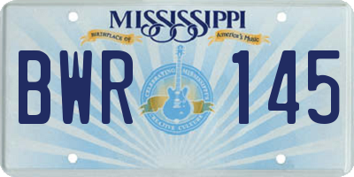 MS license plate BWR145