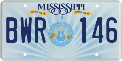 MS license plate BWR146