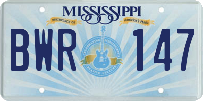 MS license plate BWR147