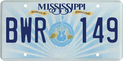 MS license plate BWR149