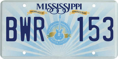 MS license plate BWR153