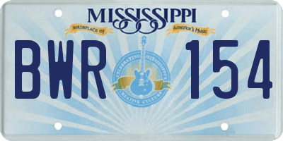 MS license plate BWR154