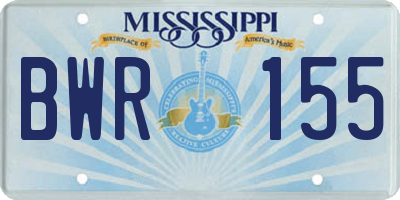 MS license plate BWR155