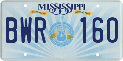 MS license plate BWR160
