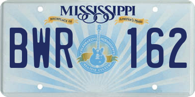 MS license plate BWR162
