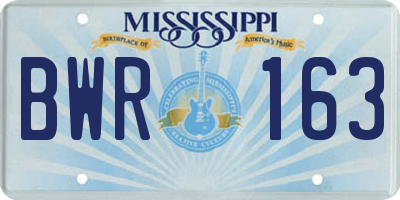 MS license plate BWR163