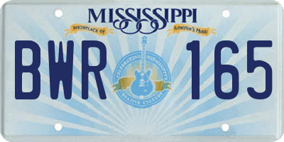 MS license plate BWR165