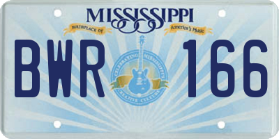 MS license plate BWR166