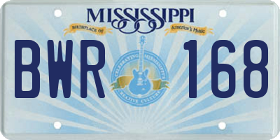 MS license plate BWR168