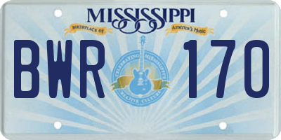 MS license plate BWR170