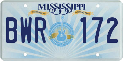 MS license plate BWR172